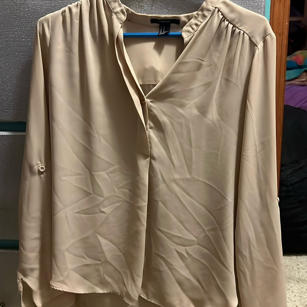 Tan button up shirt